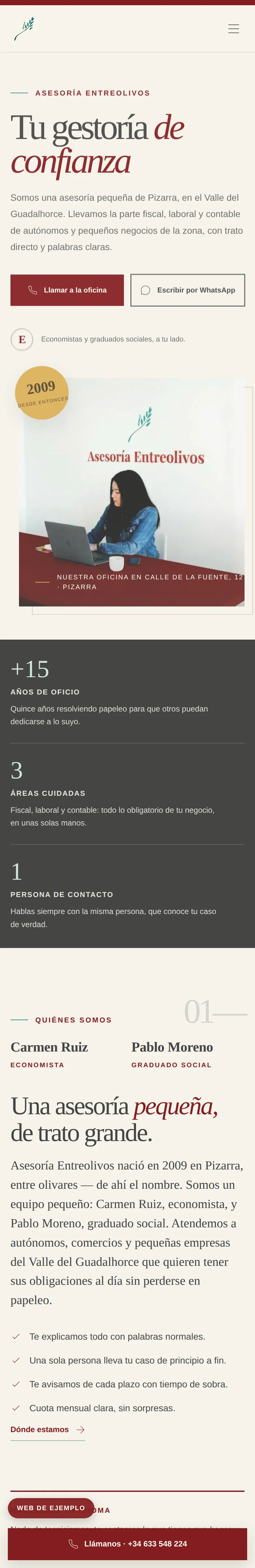 Propuesta moderna para la web de Asesoría Entreolivos